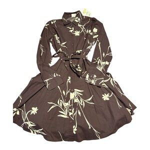 NWT Brown Floral Shirt Dress